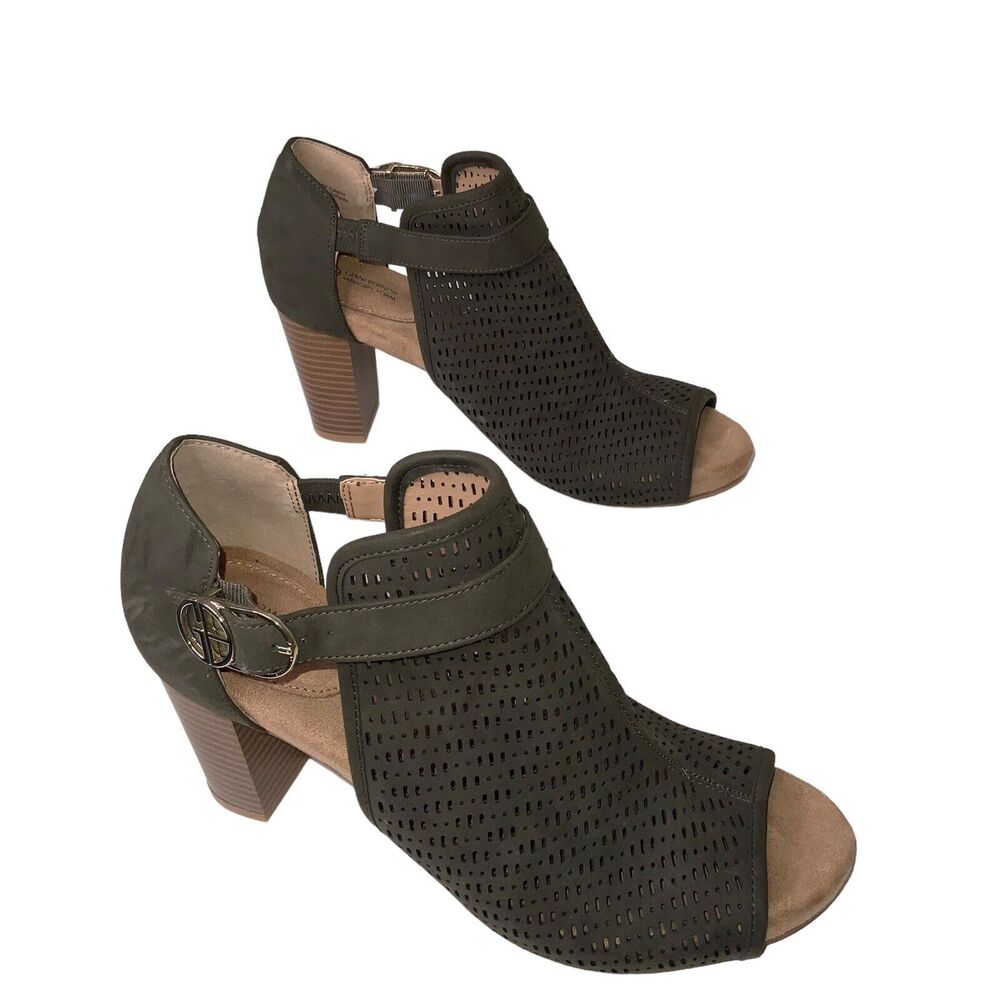 Giani Bernini Women's  Die Cut Open Toe Casual Slingback Suede Shoes Size 9M